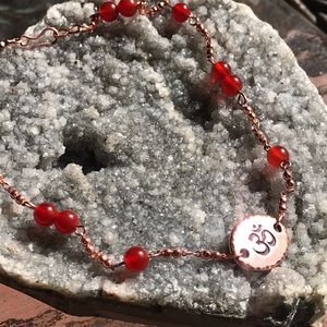 Carnelian OM symbol copper choker necklace